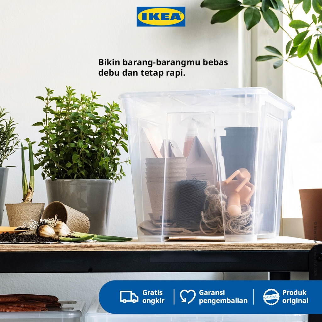 Jual IKEA SAMLA Kotak Penyimpanan Transparan Dengan Tutup 39x28x28cm / 22L | Shopee Indonesia