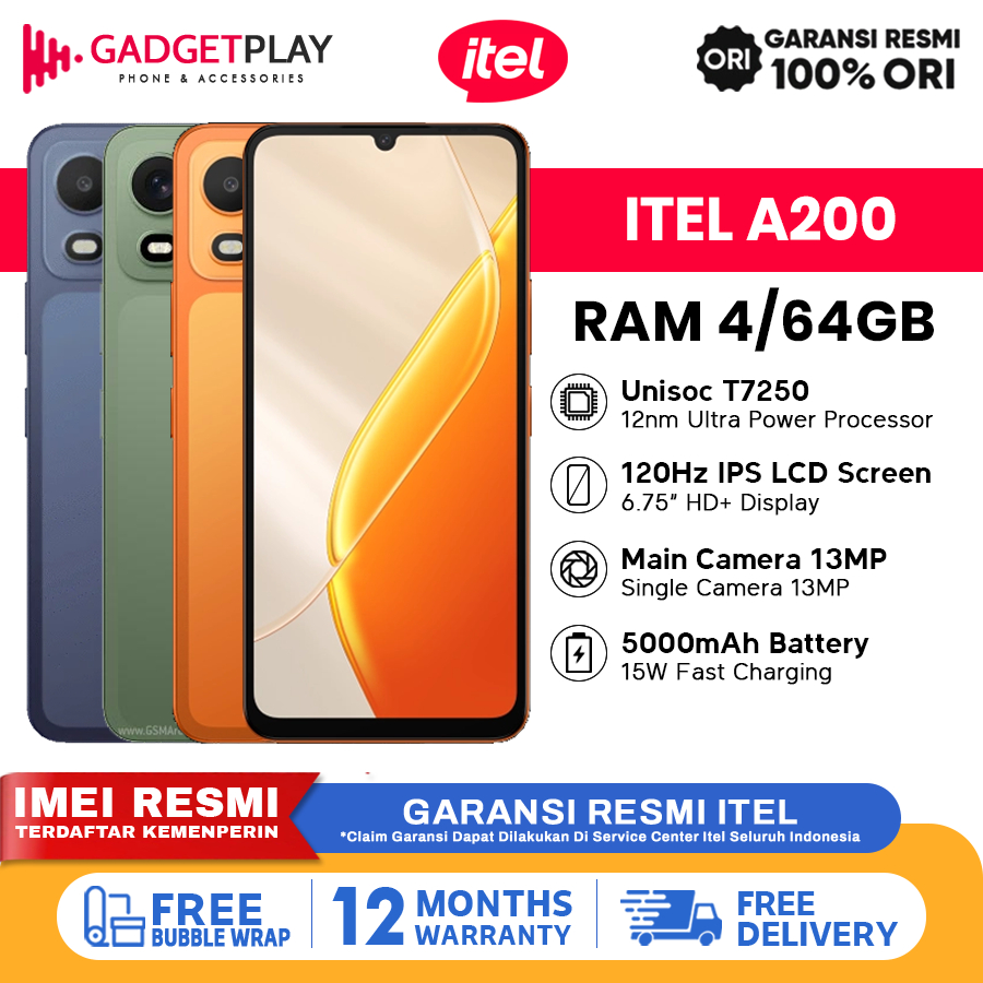 Itel A200 [4GB+64GB] - Garansi Resmi 1 Tahun