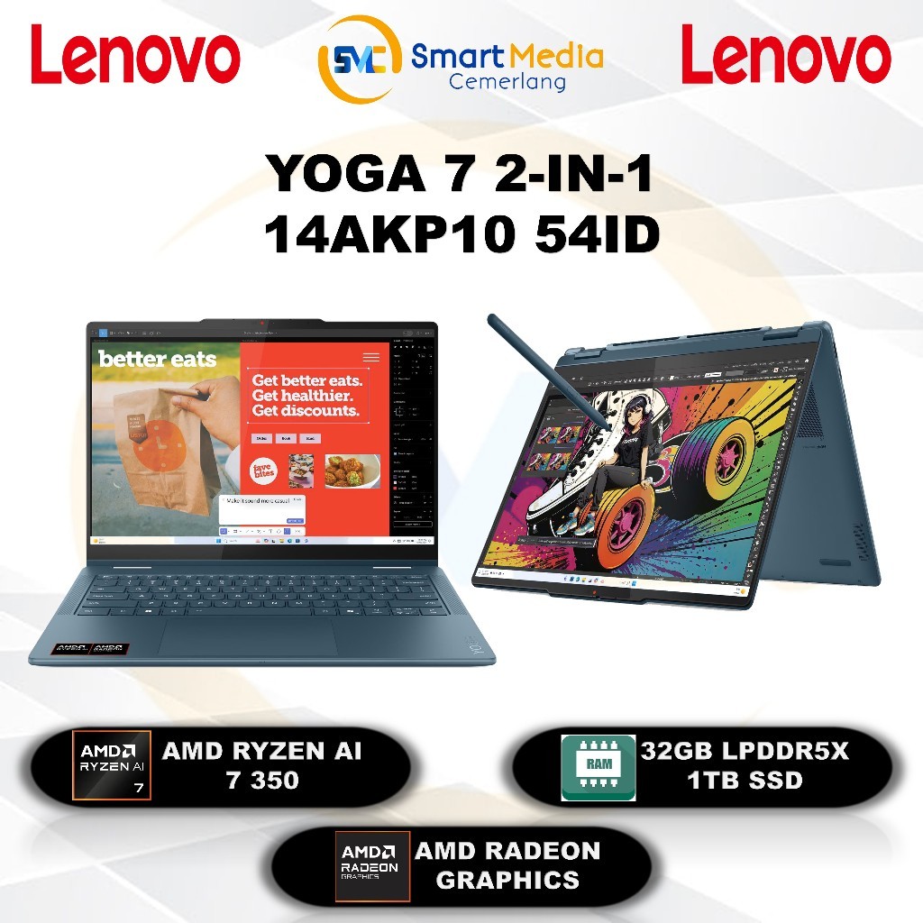 LENOVO Yoga 7 2-in-1 14AKP10 - Ryzen AI 7-350 - 32GB - 1TB SSD - 14" WQXGA - TOUCH - W11 - Office