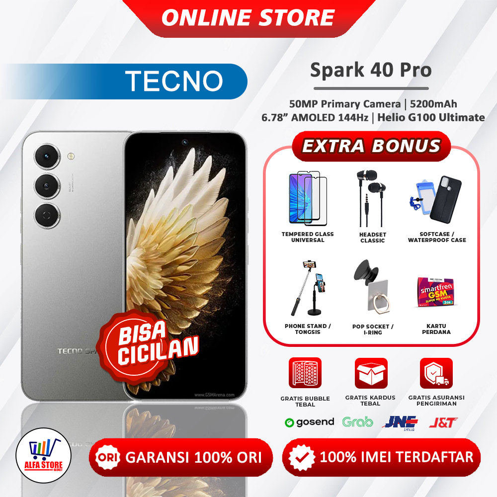 Tecno Spark 40 Pro Plus RAM 8/128GB - 8/256GB Spark 40 Pro Ram 8/128GB - 8/256GB Garansi Resmi