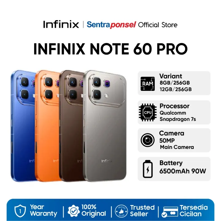 Infinix Note 60 Pro 8/256GB 12GB/256GB Snapdragon 7s Gen 4 50MP 6500 mAh 90W - Garansi Resmi | Lazada Indonesia