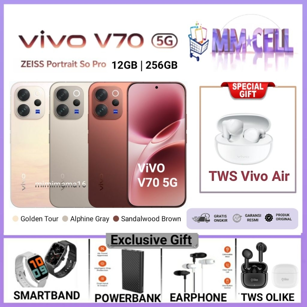 VIVO V70 RAM 12/256 GB | V 70 5G 12/512 GB GARANSI RESMI VIVO INDONESIA