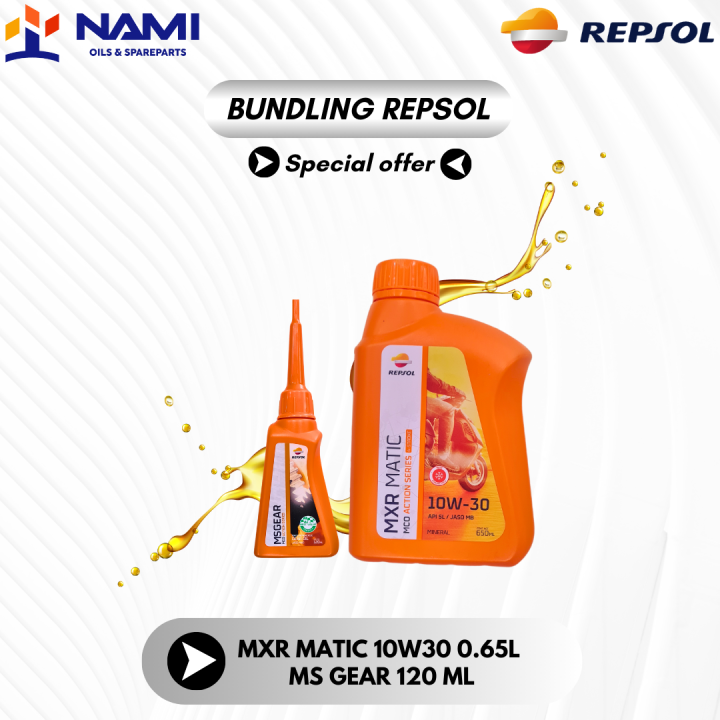 *BUNDLING REPSOL MXR MATIC 10W30(0.65L) + REPSOL MS GEAR (120ML)* - Original | Lazada Indonesia