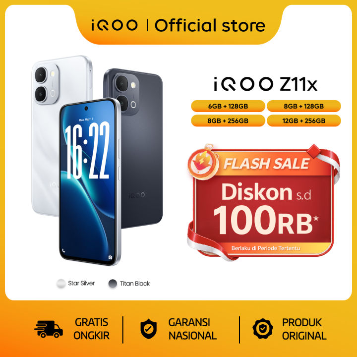 vivo iQOO Z11x, Dimensity 7400-Turbo, 7200mAh Big Battery, 44W FlashCharge, OriginOS 6, vivo AI, 120Hz Display, IP68&IP69+ | Lazada Indonesia