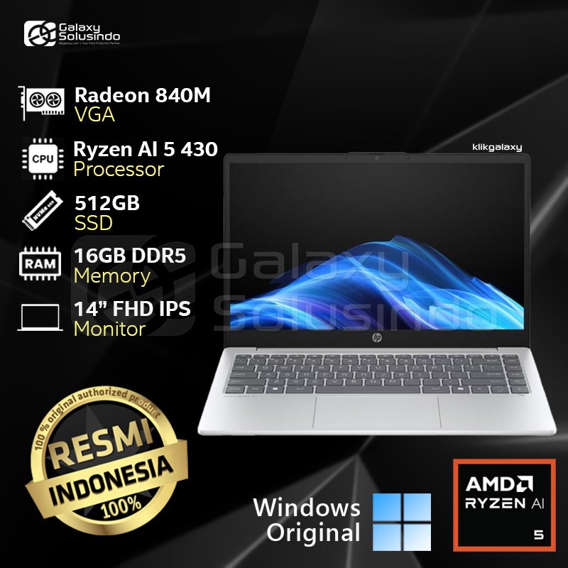 HP OMNIBOOK 3 14 HV0037AU - AMD Ryzen AI 5 430 512GB SSD 16GB RAM - Silver Notebook Laptop - GS