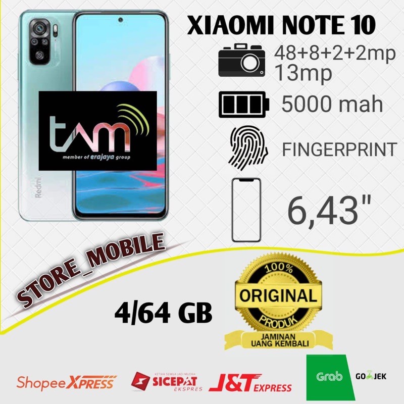 XIAOMI REDMI NOTE 10 4/64 RAM 4GB ROM 64GB GARANSI RESMI