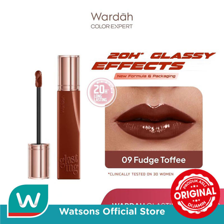 Wardah Lip Cream Glossy Glasting Liquid Lip 09 Fudgy Toffee 3.5g - Hi-Pigmented Glass Color - Ringan - Tidak Lengket - Transferproof - Longlasting - Waterproof - Tahan Lama - Makeup | Lazada Indonesia