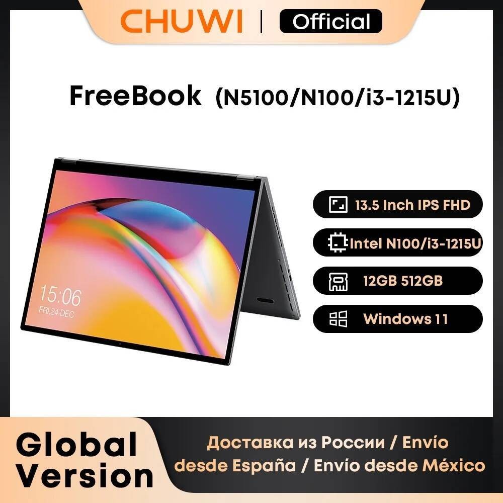 Jual CHUWI FreeBook Laptop Tablet PC 13.5 Inci FHD Layar Sentuh Windows 11 Intel N100/i3-1215U Quad Core 12GB LPDDR5 512G | Shopee Indonesia