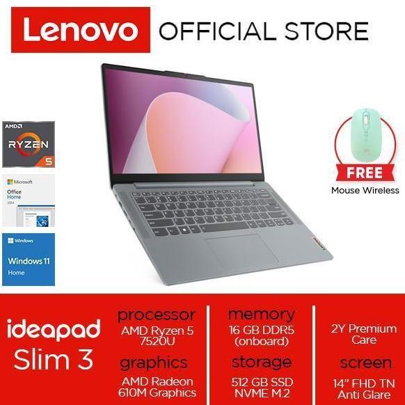 Lenovo IdeaPad Slim 3 14AMN8 AMD Ryzen 5 7520U 16GB 512GB SSD W11 OH24