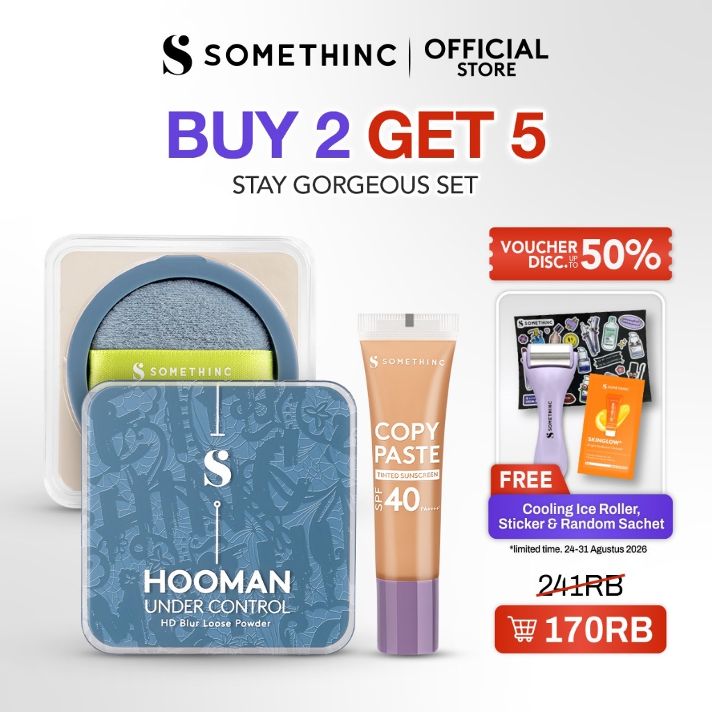 SOMETHINC MAKEUP [2 PCS] Copy Paste Tinted Sunscreen x Hooman Under Control HD Blur Loose Powder