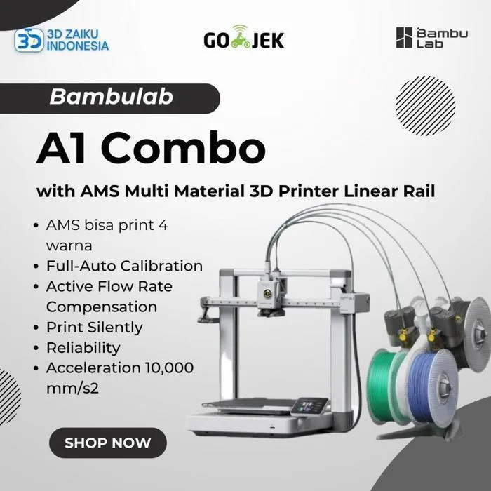 Bambu Lab A1 Combo with AMS Multi Material 3D Printer Linear Rail - Brand New Stock | Lazada Indonesia