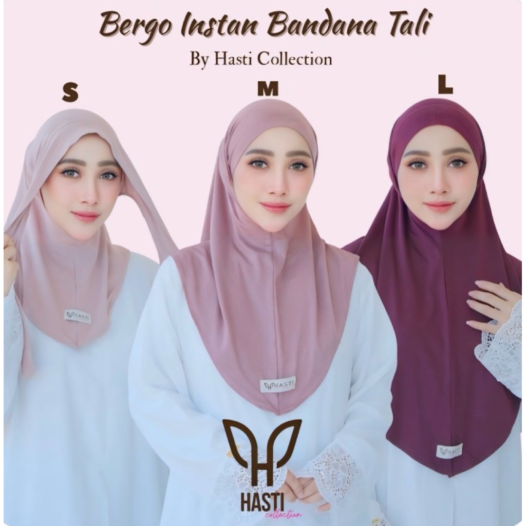 Jual HASTI - Bergo Instan Bandana Tali S/M/L Rayon Airflow Tipis Bergo Khiban | Shopee Indonesia