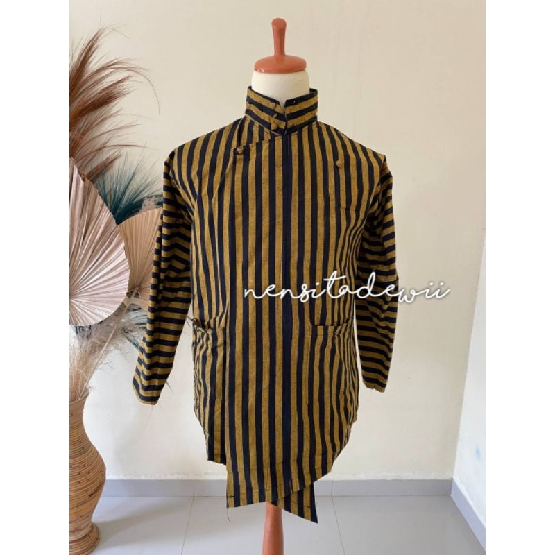 [Premium] Surjan Lurik, Kuning / Baju Jawa Lurik - Katun Prasojo