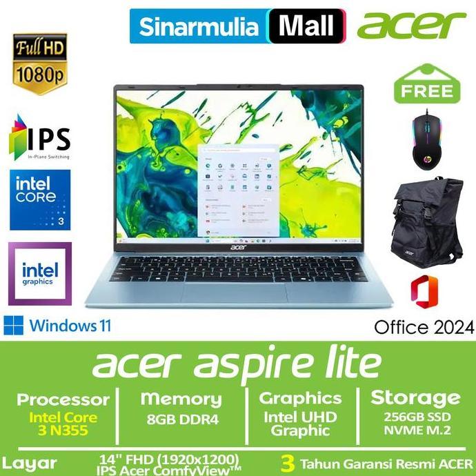 MGC ACER Aspire Lite 14 AL14-37P Core 3 N355 256GB SSD 8GB FHD IPS Win11+OHS