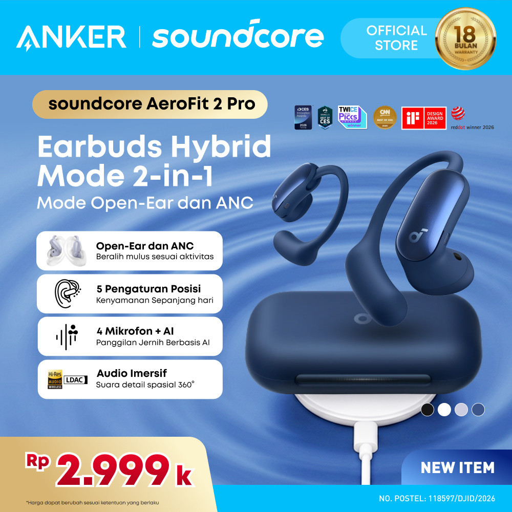 Jual Soundcore AeroFit 2 Pro by Anker Headphones with 2 Wearing Modes 2-in-1 Open-Ear Headphones & Semi-In-Ear ANC 3.0 Bluetooth 6.1 Hi-Res LDAC Spatial Audio AI Calls IP55 34h Playtime - A3875 | Shopee Indonesia
