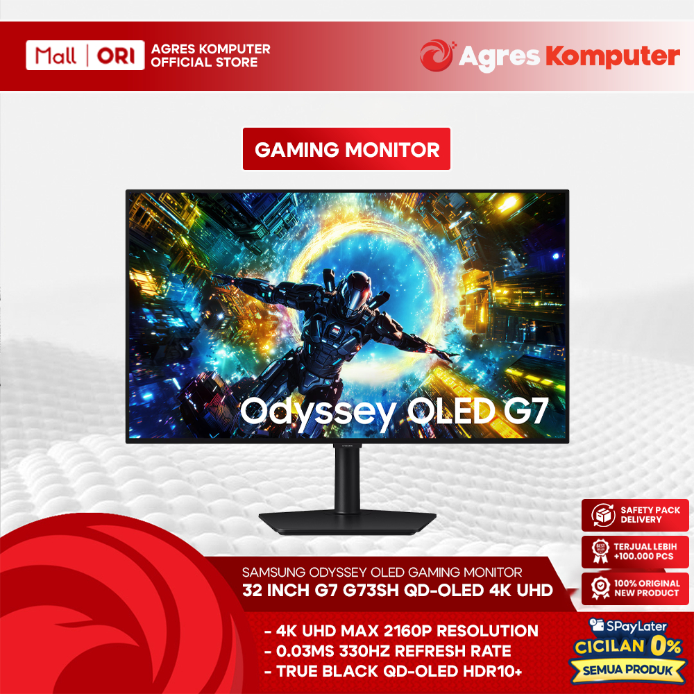 Jual SAMSUNG ODYSSEY OLED GAMING MONITOR 32 INCH G7 G73SH QD-OLED UHD MAX 4K 165HZ/FHD 330HZ 2160P 0.03MS HDR10 HDMI+DP ERGONOMIC1Y PART + 3Y SERVICE | Shopee Indonesia