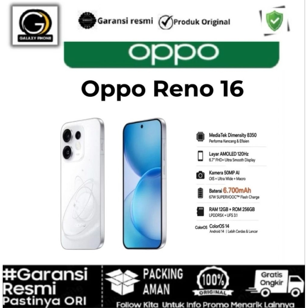 OPPO RENO 16 5G 12/256GB ( Garansi Resmi )