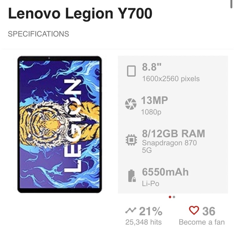 Jual Lenovo Legion Y700 12GB 256GB Snapdragon870 Wifi Only New Inter | Shopee Indonesia