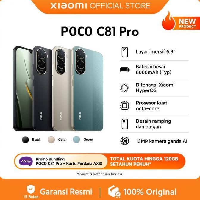 Poco C81 Pro (4Gb/128G) (4Gb/64Gb) | Layar Imersif 6.9" | Hp 1 Jutaan [Xiaomi Official Store]