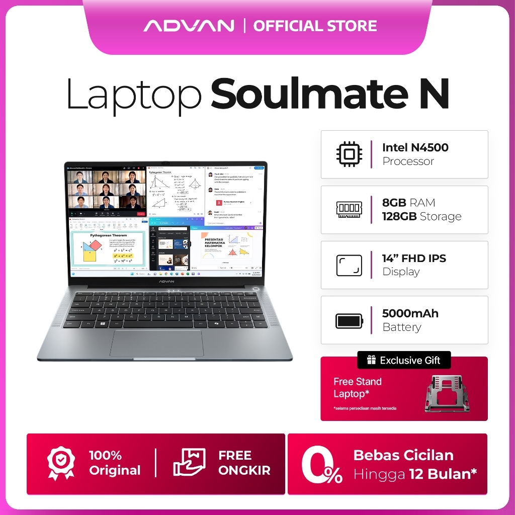 Jual [NEW LAUNCH] ADVAN Soulmate N | 14.1"" FHD IPS | Intel N4500 | 8GB RAM | M.2 SATA | 3 port USB 3.0 | Free Windows Original | Garansi Resmi 1 Tahun | Shopee Indonesia