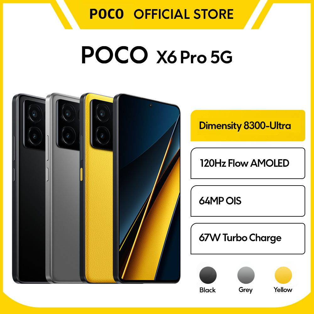 Jual POCO X6 Pro 5G (12/512GB) | Dimensity 8300-Ultra | 120Hz FIow AMOLED | 67W Turbo Charge [ Official Store ] | Shopee Indonesia