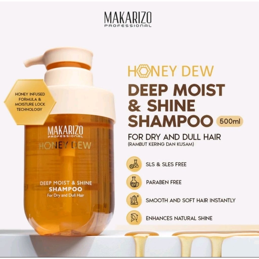 Jual SHAMPOO HONEY DEW DEEP MOIST & SHINE MAKARIZO ORIGINAL PRODUK 500 ML FOR DRY AND DULL HAIR | Shopee Indonesia