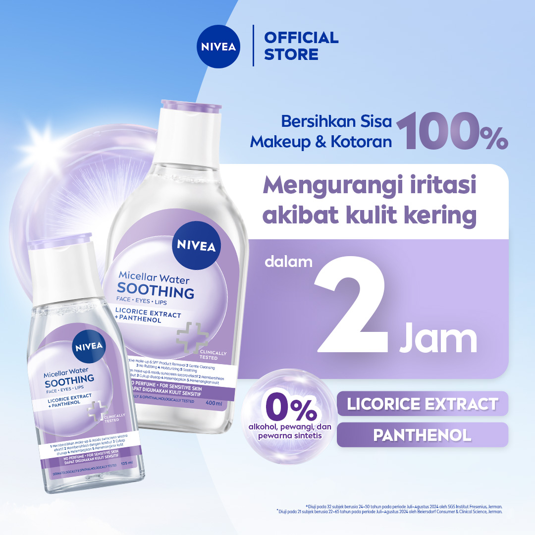 NIVEA Face Cleansing Micellar Water Soothing 400ml Membersihkan Wajah, Nyaman digunakan Kulit Sensitif, Telah diuji Dermatologi & Oftamologi