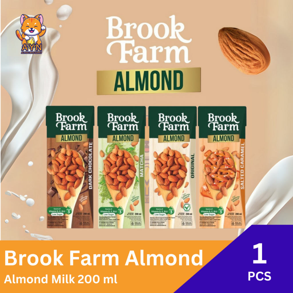 Jual Brook Farm Almond Milk Brookfarm Susu Almond 200 ml [ 1 pcs ] | Shopee Indonesia