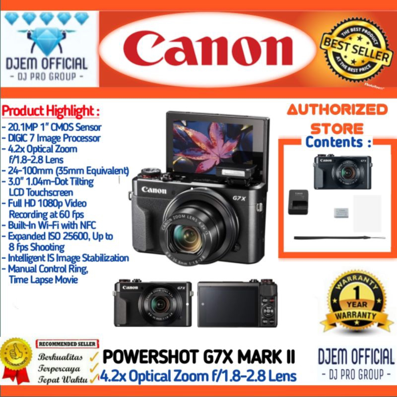 Jual CANON Powershot G7x Mark ii Digital Camera Canon G7 X M2 Canon G7Xm2 G7x2 G7 X2 20.1MP 4.2x Optical Zoom Kamera | Shopee Indonesia