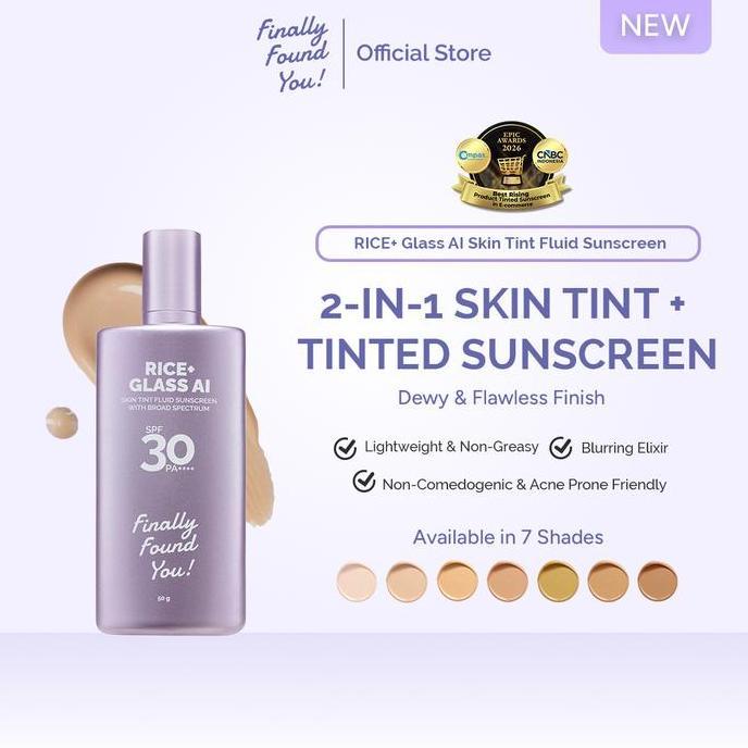 Wred- Finally Found You! Rice+ Glass Ai Skin Tint Fluid Sunscreen With Broad Spectrum Spf 30 Pa++++ | In1 Skin Tint & Tinted Sunscreen