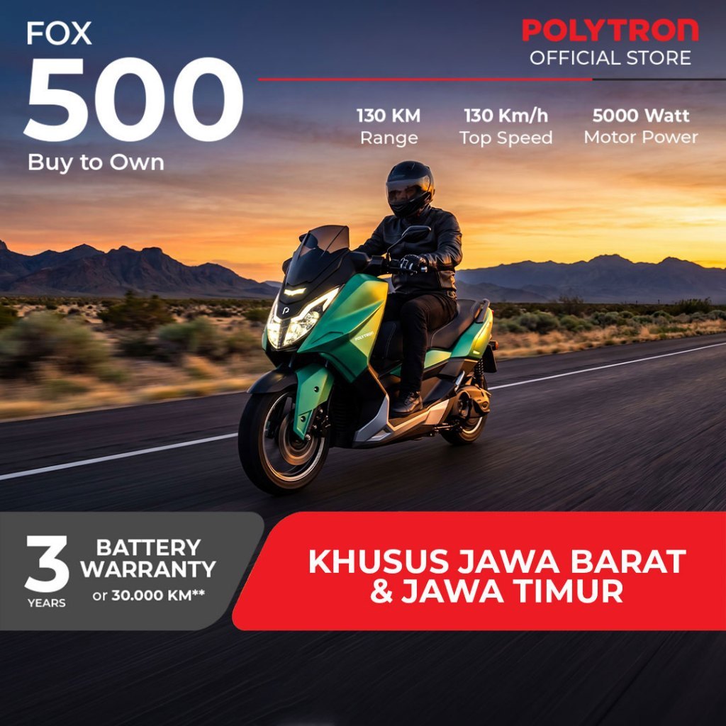 Jual POLYTRON Fox 500 - Buy to Own - Electric Sepeda Motor Listrik - OTR Jawa Barat & Jawa Timur | Shopee Indonesia