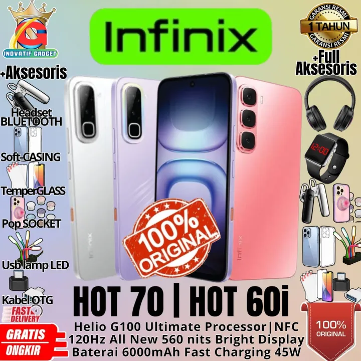 HP BARU INFINIX HOT 70 | HOT 60i 6/256GB - 8/128 - 6/128 - 4/128GB RAM UPTO 12GB GARANSI RESMI 100% ORIGINAL | Lazada Indonesia