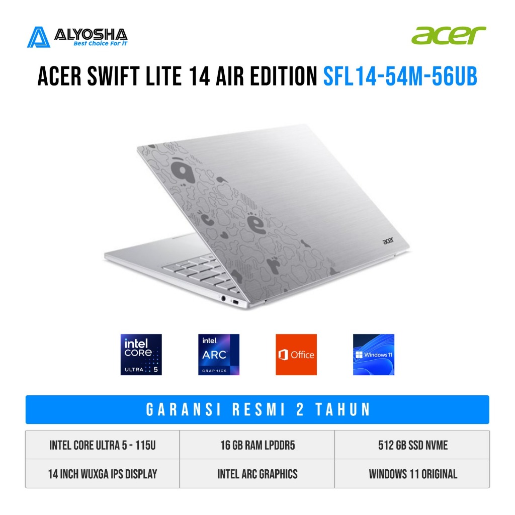 Jual Acer Swift Lite 14 Air Edition SFL14-54M-56UB | Intel Core Ultra 5 115U | 16GB | SSD 512GB | WIN11 + OHS | Shopee Indonesia