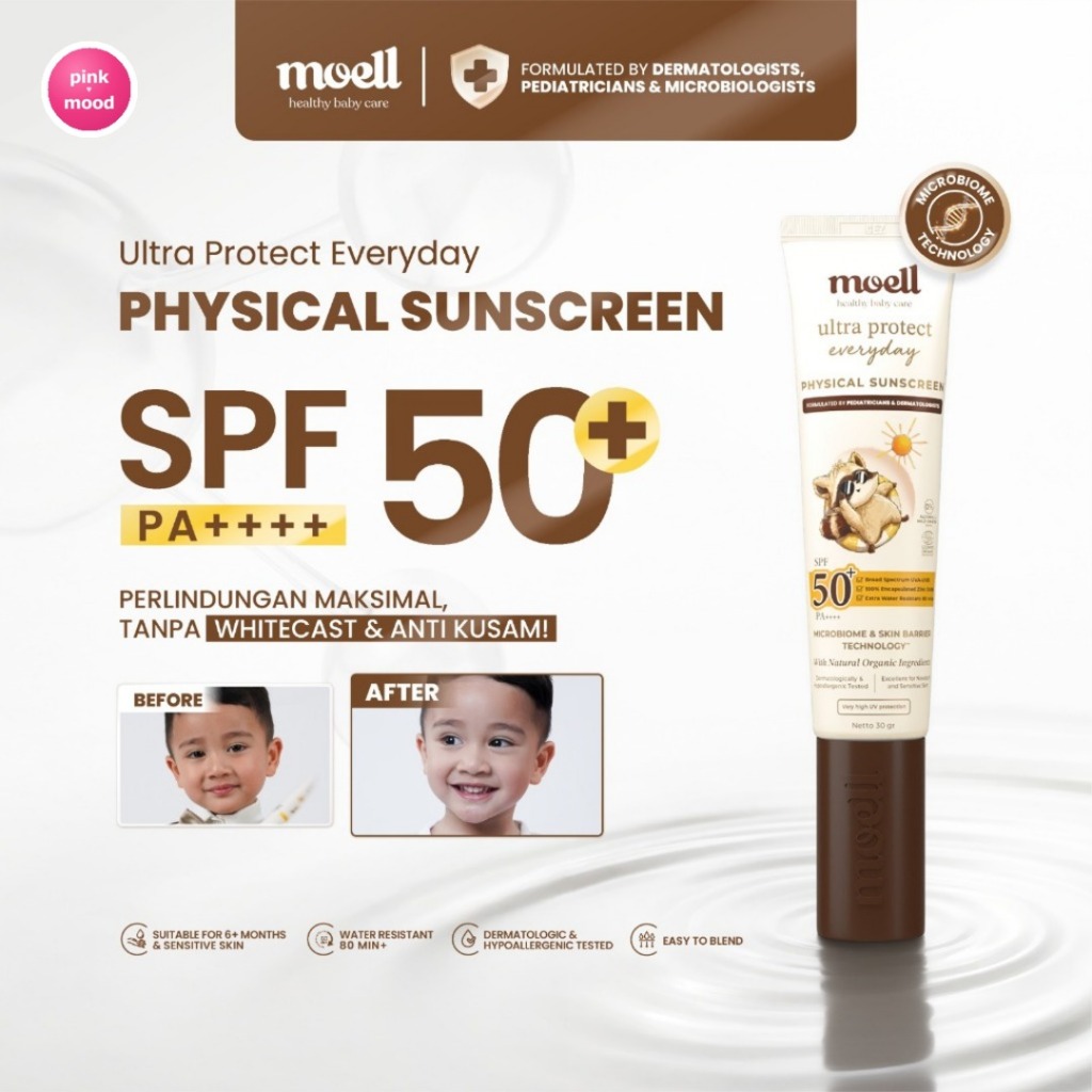 MOELL Ultra Protect Everyday Physical Sunscreen SPF 50+ PA++++ 30g - Sunscreen Anak Bayi Kulit Sensitif ORIGINAL BPOM