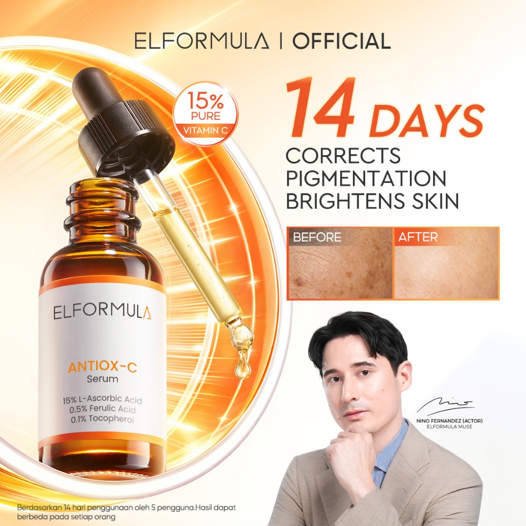 Jual ELFORMULA Antiox-C Serum 15% Pure Vitamin C 30 ML - Antioksidan Skin Brightening Anti Penuaan Dini Anti Aging Mencerahkan Dalam Waktu 14 Hari Vitamin-C Serum Whitening Brightening Dark Spot Cepat Cerahkan Noda Hitam Serum Wajah | Shopee Indonesia