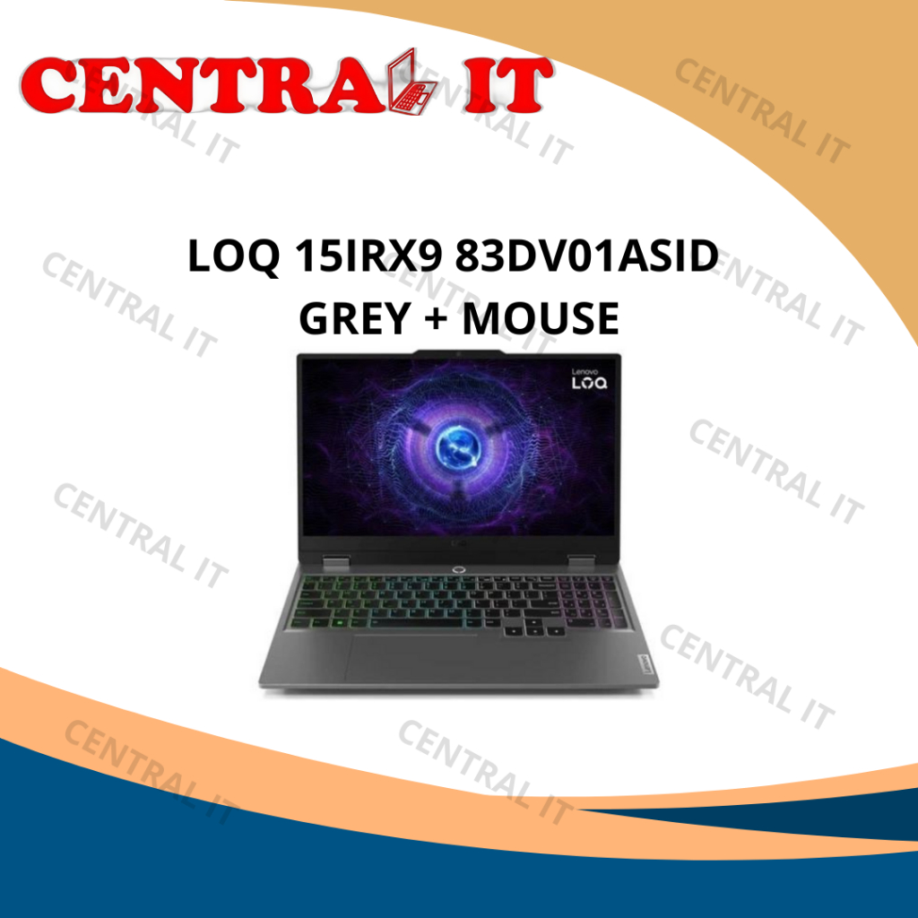 Lenovo LOQ 15IRX9 83DV01ASID Luna Grey Laptop Gaming Intel Core i5-13450HX RAM 16GB SSD 512GB NVIDIA GeForce RTX 3050 6GB FHD 144Hz G-SYNC RGB Backlit Windows 11 Home + Mouse