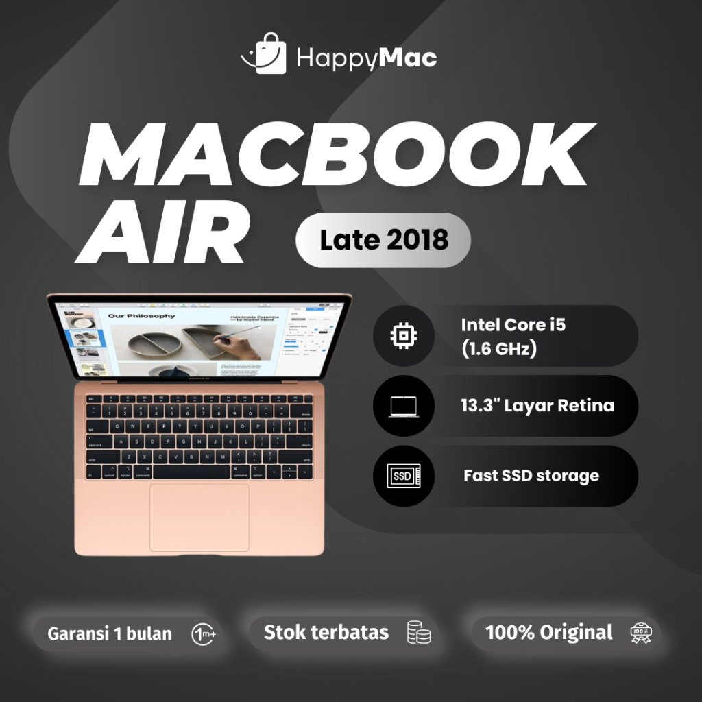 Jual Macbook Air Retina 2018 13 Inch Core i5 128gb 256gb 512gb Second Original Bergaransi Space Grey Silver Gold | Shopee Indonesia