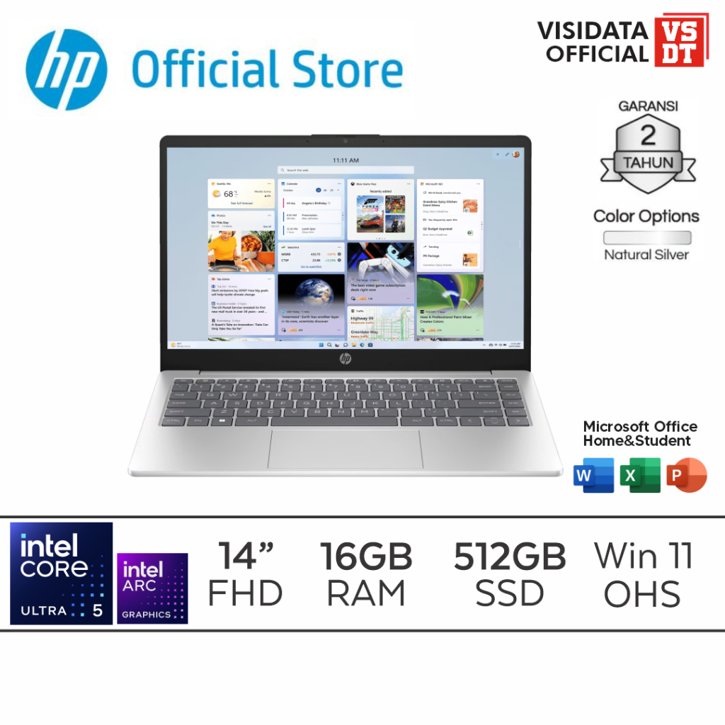 Jual HP Laptop 14-EP1188TU Intel Core Ultra 5-125H 16GB 512GB 14inch FHD IPS intel Arc graphics Win11 OHS | Shopee Indonesia