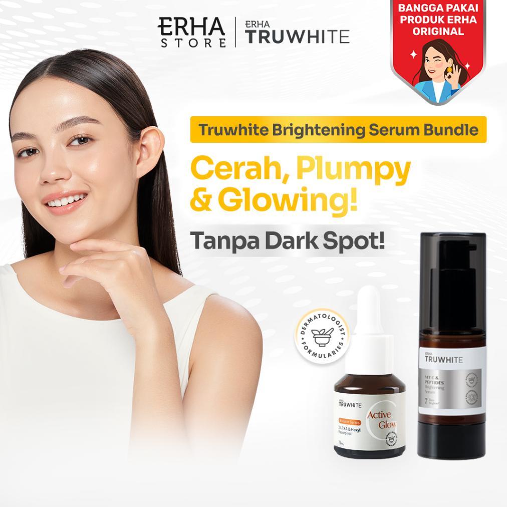 (Best) [BUNDLE] ERHA Truwhite Brightening Serum & Active Glow Booster - Paket Hemat untuk Cerah, Plumpy & Glowing / Atasi & Cerahkan Darkspot