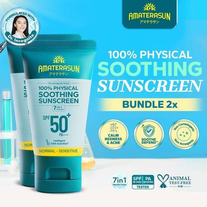 BEST PRICE - AMATERASUN [2 PCS] [REAL CERTIFIED] 100% Physical Soothing Sunscreen SPF 50+ PA++++ 30gr