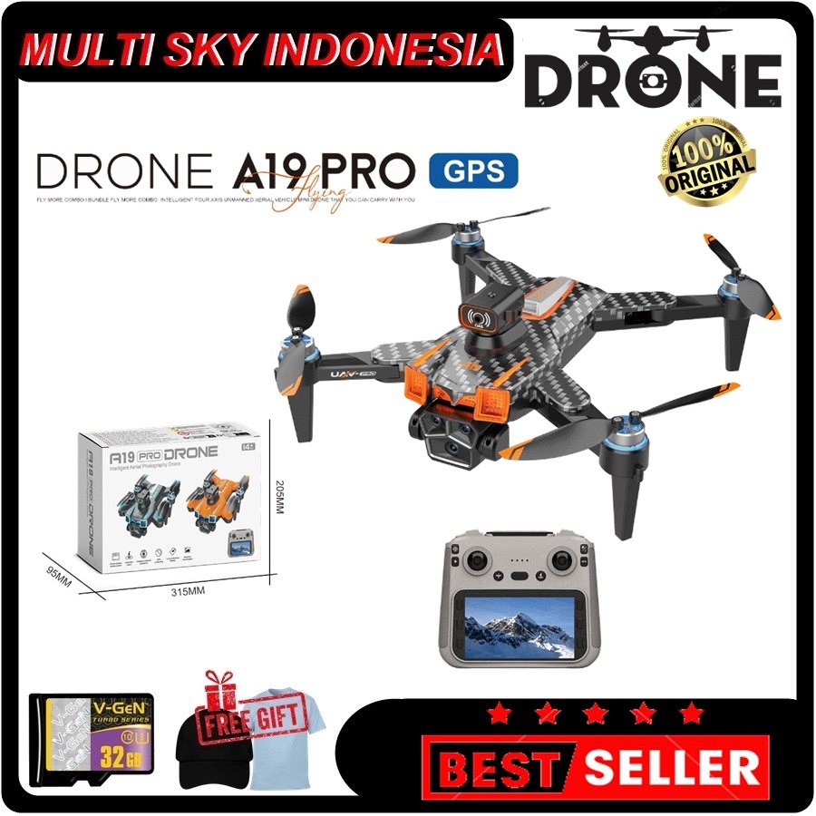 Jual A19 Pro Max GPS 8K Drone with Screen Remote Brushless Motor Triple Camera EIS, Optical Flow, Obstacle Avoidance, RC Quadcopter Alt A14 S118 P18 | Shopee Indonesia