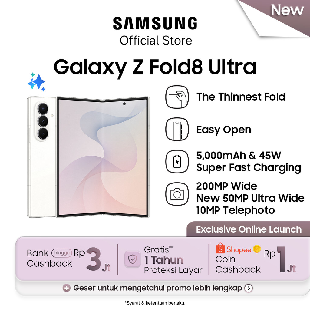 Jual Samsung Galaxy Z Fold8 Ultra [12GB/512GB] - Cream | Hp AI | Desain Lebih Tipis | Shopee Indonesia