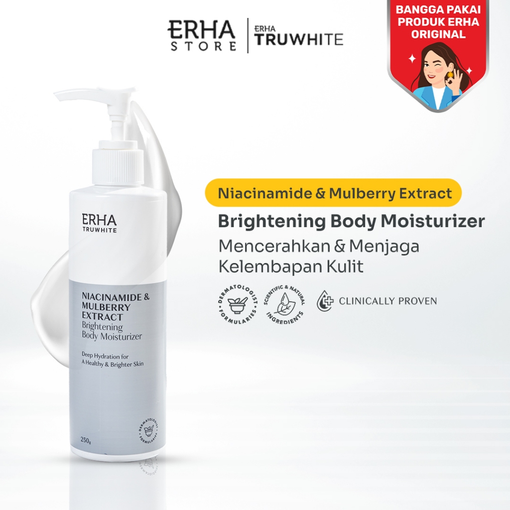 Jual ERHA Truwhite Niacinamide & Mulberry Extract Brightening Body Moisturizer 250g - Lotion Pencerah & Pelembap Tubuh | Shopee Indonesia