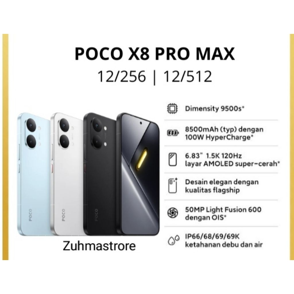 poco x8 pro Max 5G 12/256gb New garansi resmi no repack