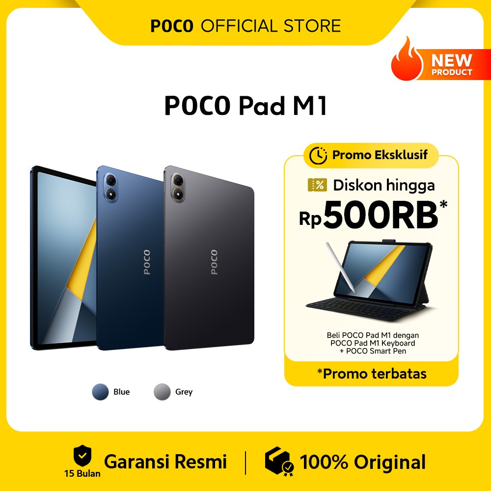 Jual POCO Pad M1 (8GB/256GB) | Layar jernih 12.1" 2.5K | Snapdragon® 7s Gen 4 | Baterai jumbo 12000mAh (typ) | Quad speaker dengan Dolby Atmos® [Official Store] | Shopee Indonesia