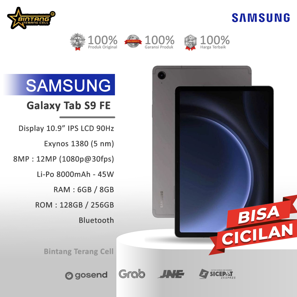 Jual Samsung galaxy tab S9 FE 5G S9 FE+ 5G S9 FE wifi S9 Fe plus wifi samsung tablet s9 fe s9fe garansi resmi | Shopee Indonesia