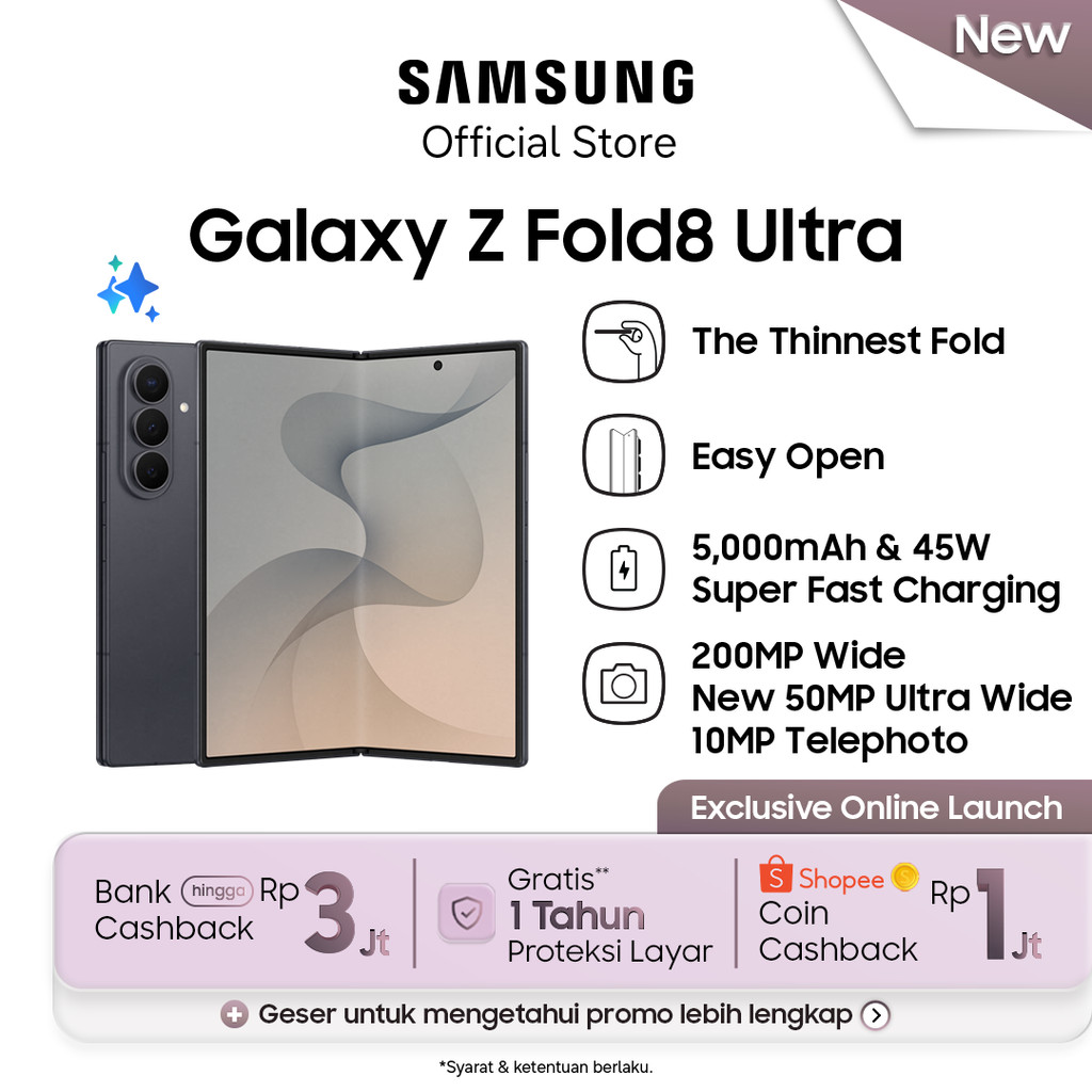 Jual Samsung Galaxy Z Fold8 Ultra [12GB/512GB] - Graphite | Desain Lebih Tipis | Shopee Indonesia