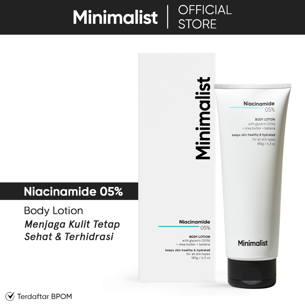 Jual Minimalist 5% Niacinamide Body Lotion dengan Shea Butter | Lotion untuk Kulit Kering | 180G | Shopee Indonesia