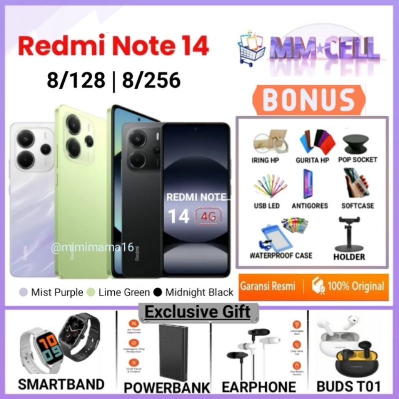 XIAOMI REDMI NOTE 14 4G NFC 8/256 | REDMI NOTE 14 NFC 8/128 GARANSI RESMI XIAOMI INDONESIA