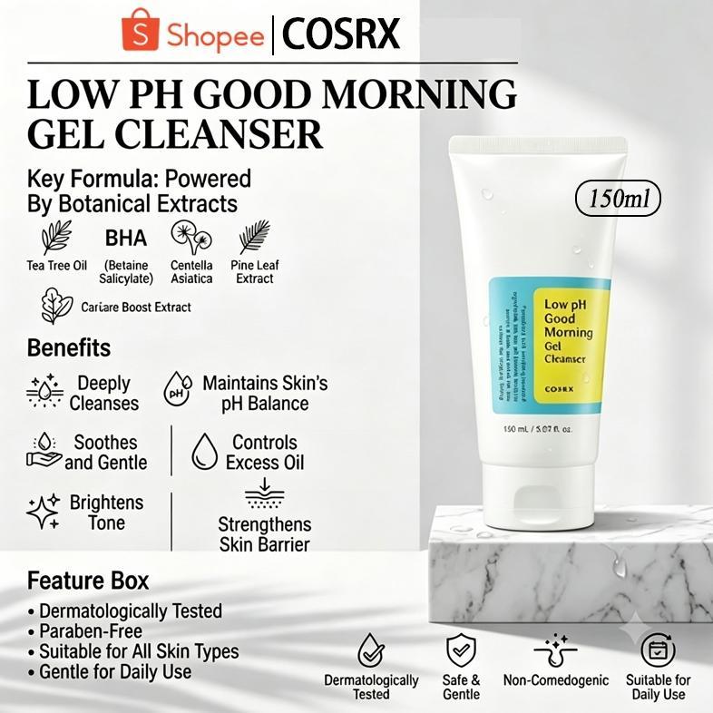 Low PH Good Morning Gel Cleanser - 150ml & COSRX Salicylic Acid Daily Gentle Cleanser - 150ml